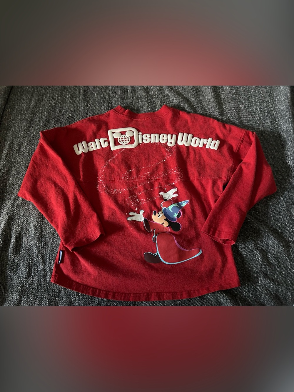 Walt Disney World Spirit Jersey Sorcerer Fantasia Red Shirt Youth Size Large